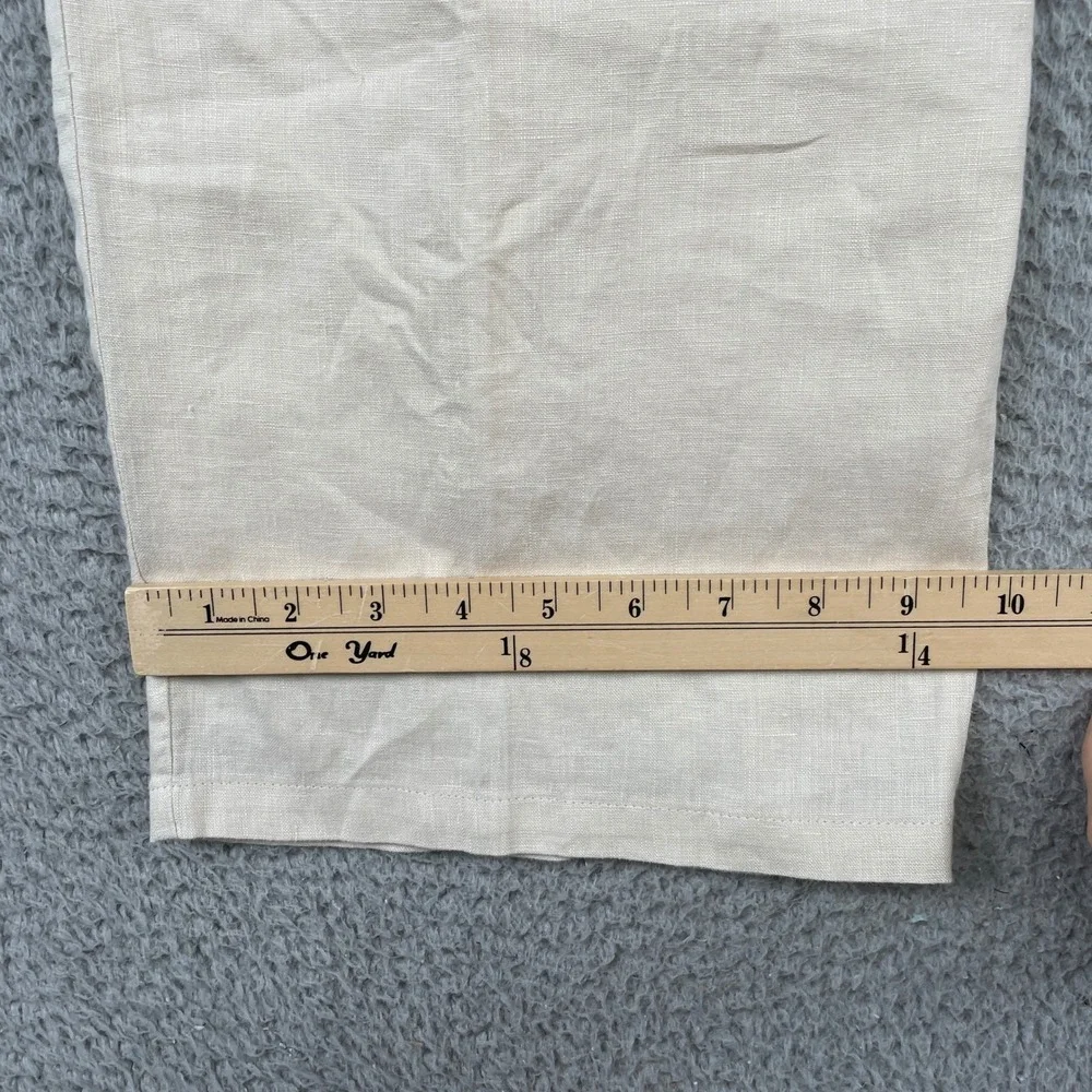 Quince Trouser Womens 6 Sand European Linen Pleated Straight Leg Pants